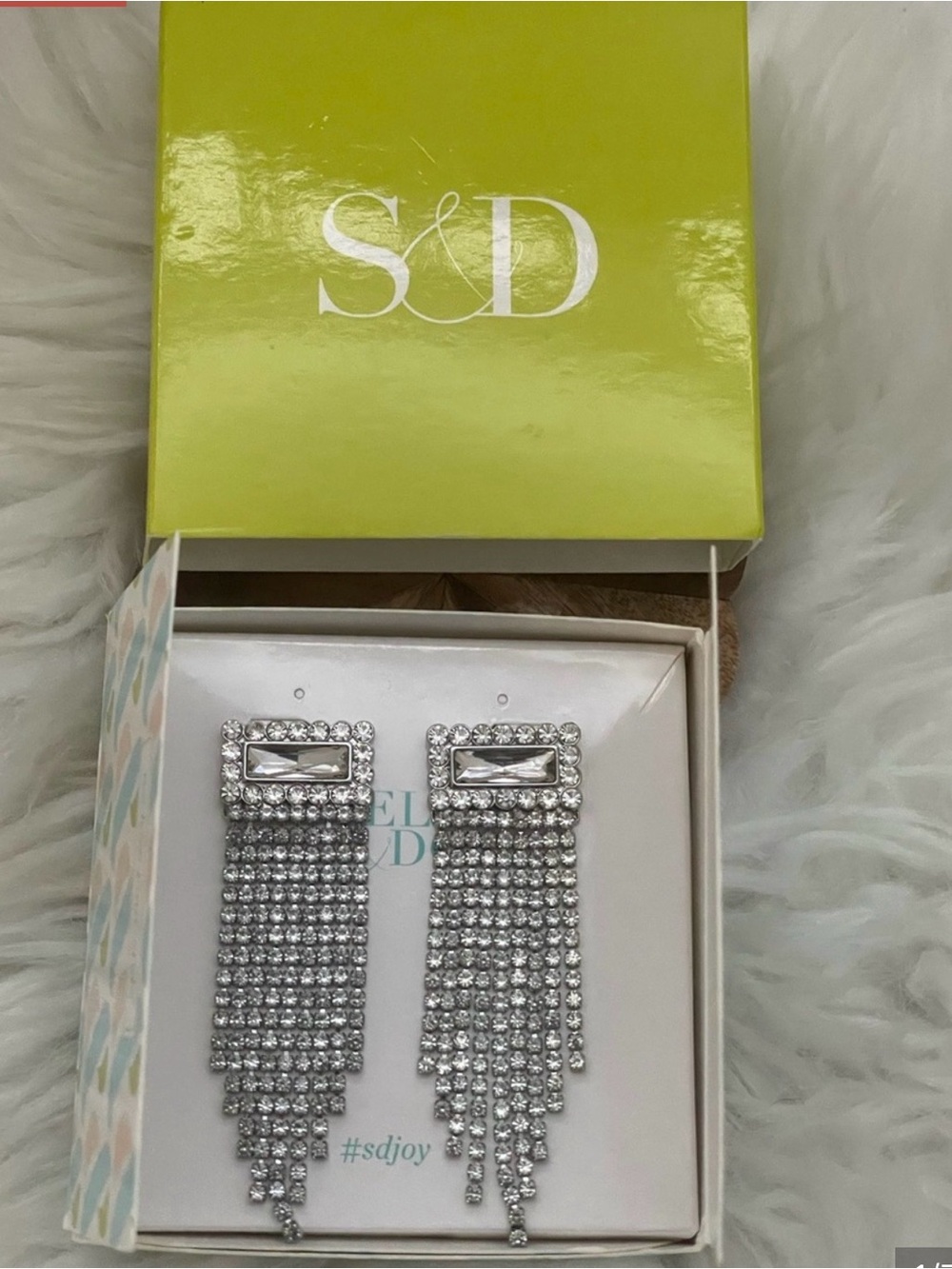 NWT Still & Dots ZhaZha Chandelier Silver Rhinestone Fringe Drop Earrings